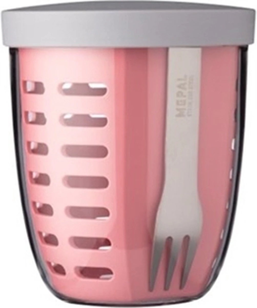 Mepal – Fruit-& Veggie Pot Ellipse – Fruitbox Voor Onderweg - Nordic Pink – Voorzien Van Vergietje En RVS Vorkje 7 Mepal – Fruit-& Veggie Pot Ellipse – Fruitbox Voor Onderweg - Nordic Pink – Voorzien Van Vergietje En RVS Vorkje - Afbeelding 7