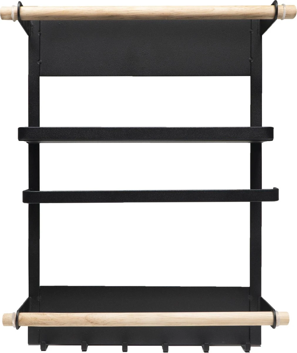 QUVIO Keukenrekje Van Metaal Magnetisch - Kruidenrek - Keuken Opbergrek Voor Kruiden, Handdoeken En Opscheplepels - Zwart 4 QUVIO Keukenrekje Van Metaal Magnetisch - Kruidenrek - Keuken Opbergrek Voor Kruiden, Handdoeken En Opscheplepels - Zwart - Afbeelding 4