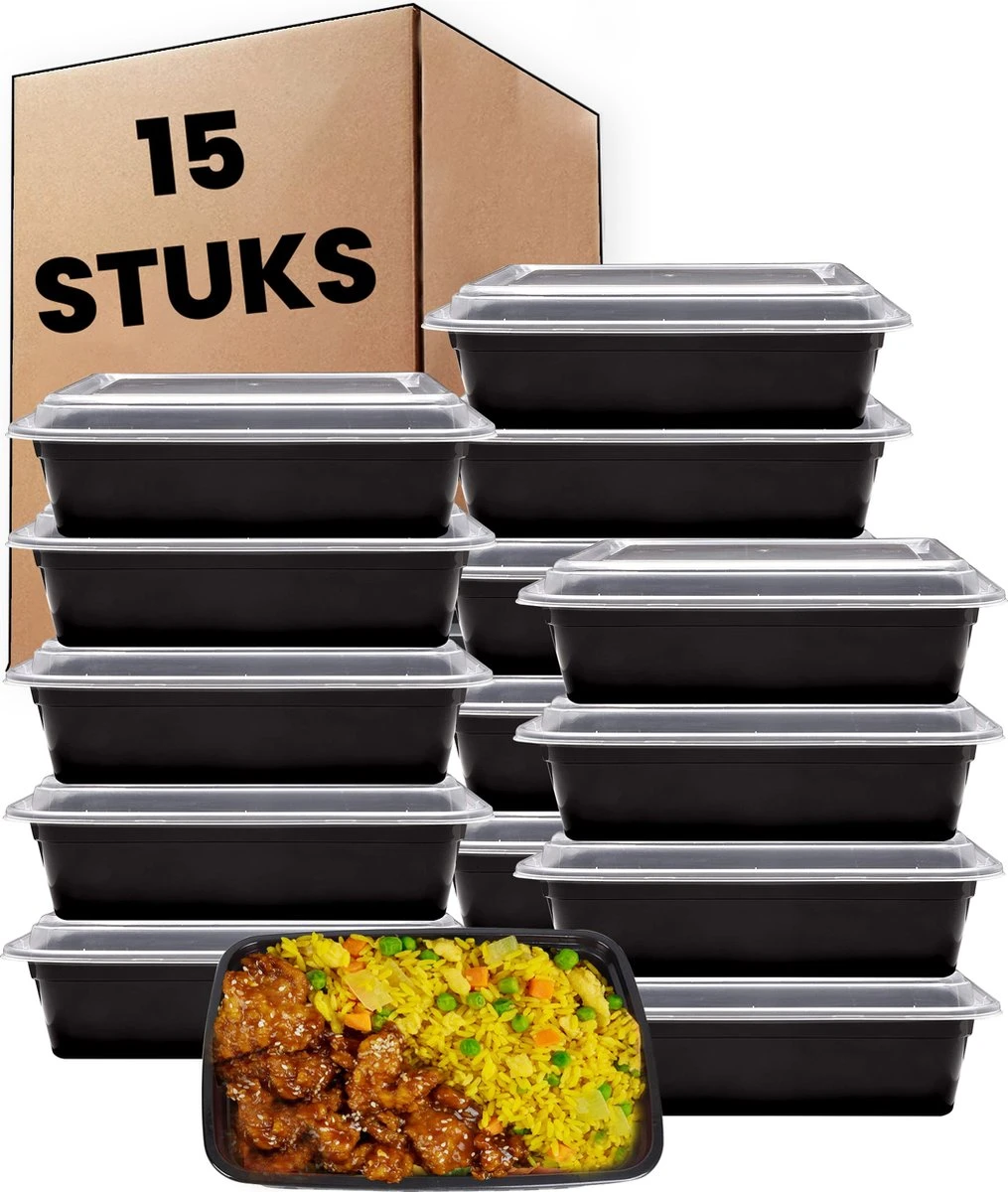 Meal Prep Bakjes - 15 Stuks - 1 Compartiment - Vershouddoos - Lunchbox - Plastic Bakjes Met Deksel - Magnetronbestendig - Vaatwasserbestendig - Vriezerbestendig 1 Meal Prep Bakjes - 15 Stuks - 1 Compartiment - Vershouddoos - Lunchbox - Plastic Bakjes Met Deksel - Magnetronbestendig - Vaatwasserbestendig - Vriezerbestendig