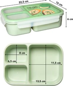 Lock&Lock Lunchbox - Bento Box - Salade Lunchbox - Met 3 Compartimenten - Met Dressing/Saus Bakje - Volwassenen En Kinderen - To Go - Lekvrij - BPA Vrij - 980 Ml - Groen -Mepal Shop 1016x1200