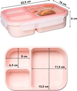 Lock&Lock Lunchbox - Bento Box - Salade Lunchbox - Met 3 Compartimenten - Met Dressing/Saus Bakje - Volwassenen En Kinderen - To Go - Lekvrij - BPA Vrij - 980 Ml - Roze -Mepal Shop 1025x1200