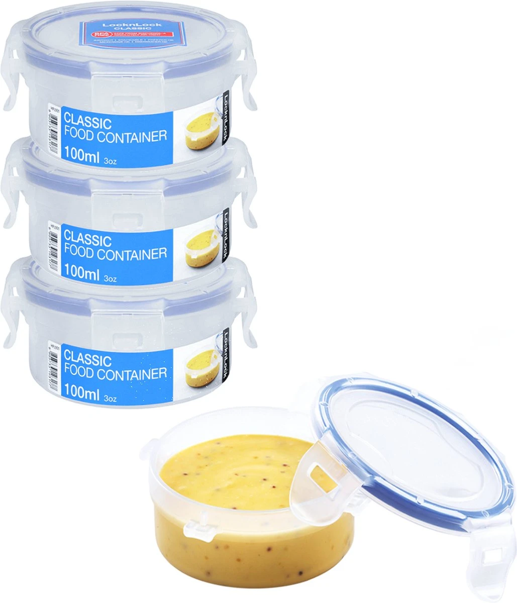 Lock&Lock (mini) Vershoudbakjes - Bewaardozen Voedsel - Sausbakjes Met Deksel - Dressing Bakje - Dressing To Go - Set Van 4 Stuks - Lekvrij - BPA Vrij - Klein - Rond - 100 Ml - Transparant 1 Lock&Lock (mini) Vershoudbakjes - Bewaardozen Voedsel - Sausbakjes Met Deksel - Dressing Bakje - Dressing To Go - Set Van 4 Stuks - Lekvrij - BPA Vrij - Klein - Rond - 100 Ml - Transparant