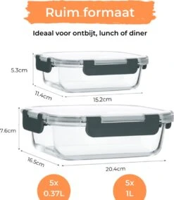Formilo Meal Prep Bakjes - Lekvrije Vershoudbakjes - Diepvriesbakjes - Luchtdicht - BPA Vrij - Glas - 10 Stuks -Mepal Shop 1043x1200 1