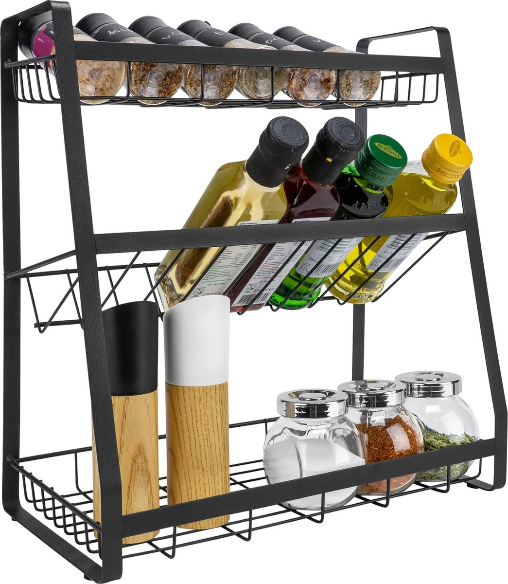 QUVIO Kruidenrek - Keukenrek Staand - Keukenrekje - Keukenrek - Aanrecht Organizer - Metaal - 19 X 35 X 38 Cm 1 QUVIO Kruidenrek - Keukenrek Staand - Keukenrekje - Keukenrek - Aanrecht Organizer - Metaal - 19 X 35 X 38 Cm