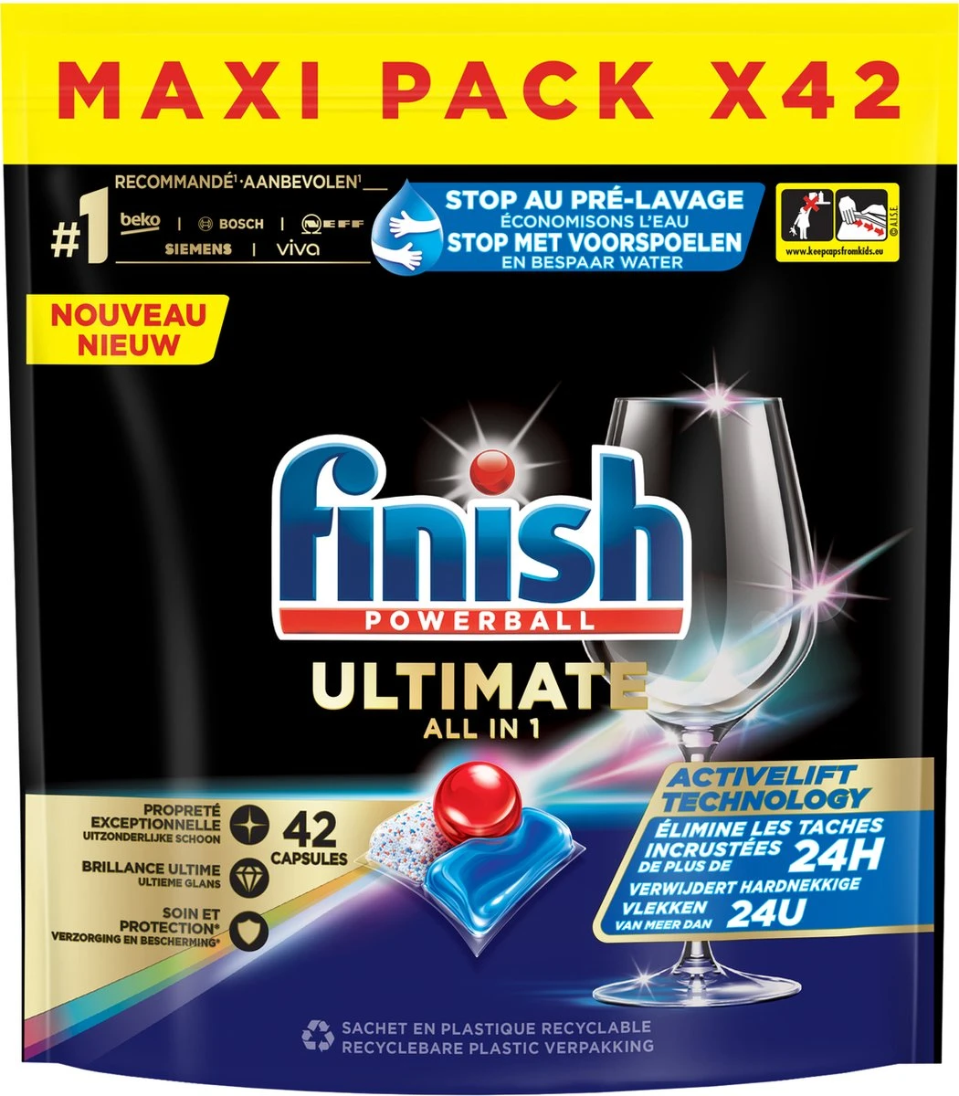 Finish Ultimate All In One Regular Vaatwastabletten - 42 Capsules 1 Finish Ultimate All In One Regular Vaatwastabletten - 42 Capsules