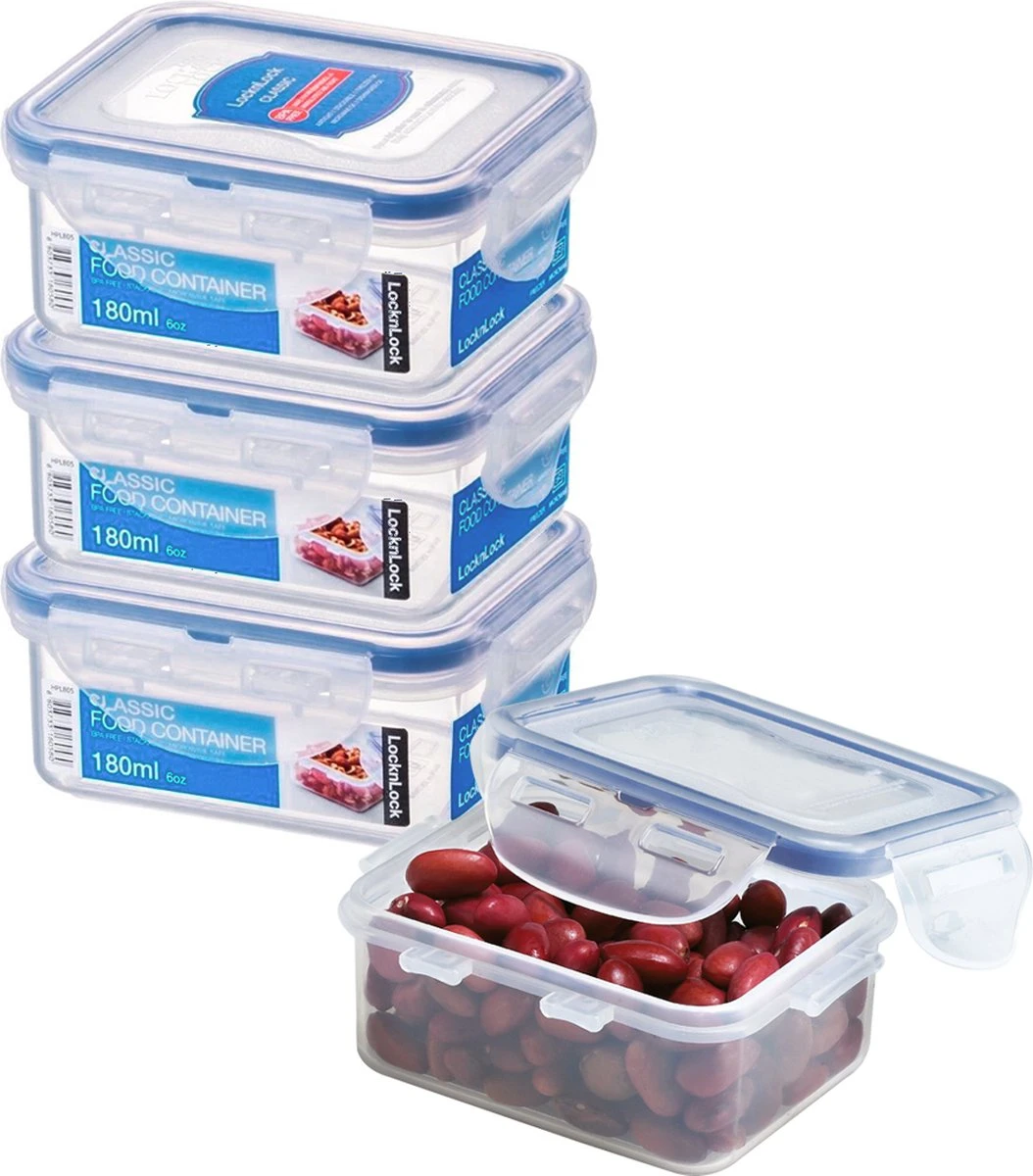 Lock&Lock (mini) Vershoudbakjes Set Met Deksel - Bewaardozen Voedsel - Snackdoosjes - Set Van 4 Stuks - Klein - 180 Ml - Transparant 1 Lock&Lock (mini) Vershoudbakjes Set Met Deksel - Bewaardozen Voedsel - Snackdoosjes - Set Van 4 Stuks - Klein - 180 Ml - Transparant