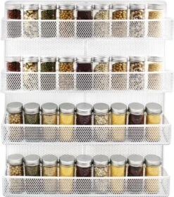 QUVIO Groot Kruidenrek - Staal - Wit - Ophangbaar - Voor 32 Kruidenpotjes - 4 Laags