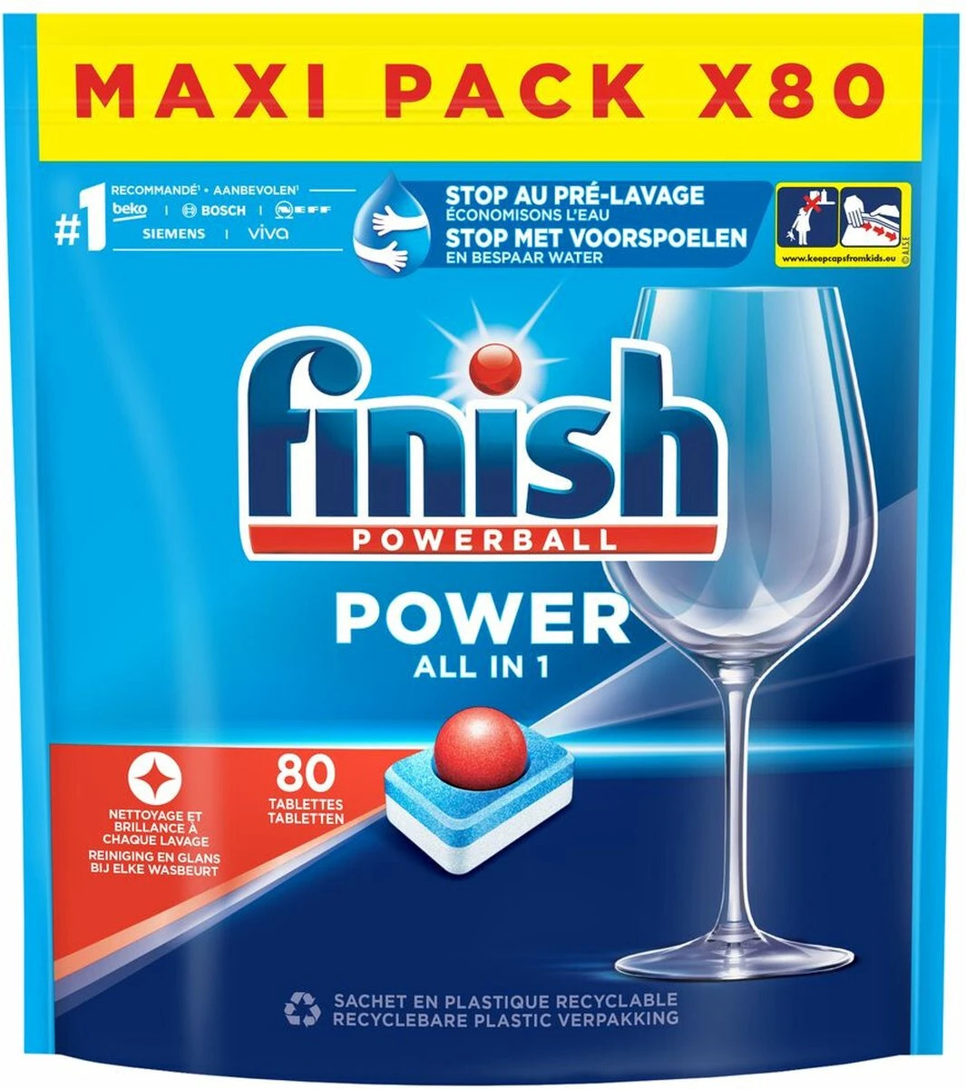 Finish Power All In One Regular Vaatwastabletten - 80 Stuks 7 Finish Power All In One Regular Vaatwastabletten - 80 Stuks - Afbeelding 7
