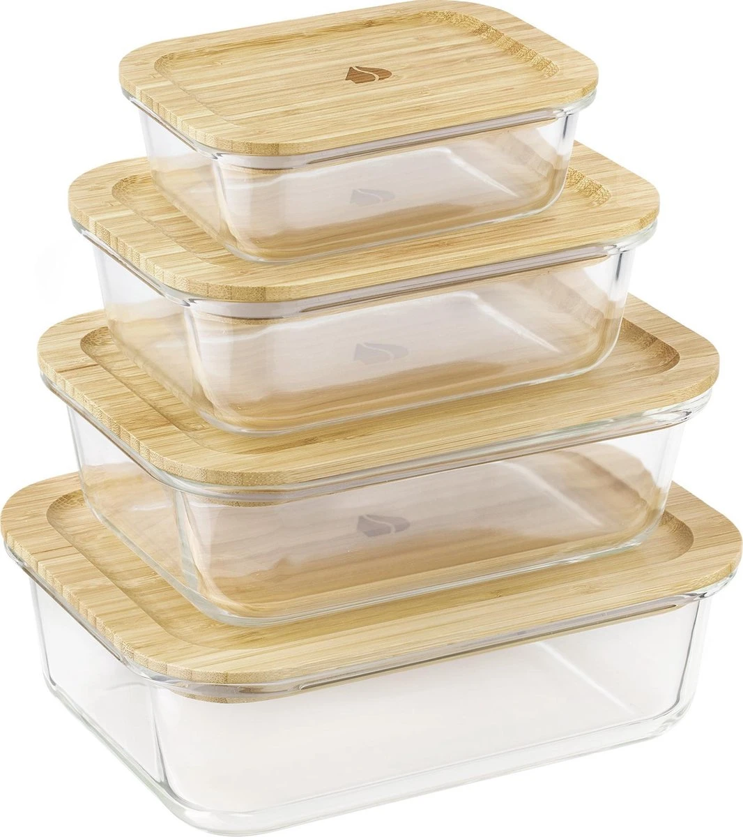Navaris Glazen Vershoudbakjes - Set Van 4 - Meal Prep Bakjes Met Bamboe Deksel - 4x Vershouddoos Van Glas - BPA-vrij - Bakjes In 4 Maten 1 Navaris Glazen Vershoudbakjes - Set Van 4 - Meal Prep Bakjes Met Bamboe Deksel - 4x Vershouddoos Van Glas - BPA-vrij - Bakjes In 4 Maten