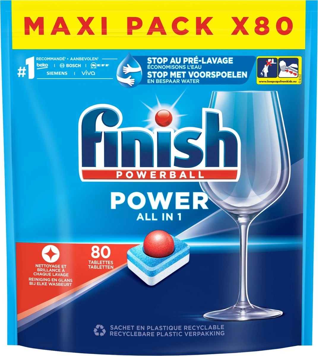 Finish Power All In One Regular Vaatwastabletten - 80 Stuks 1 Finish Power All In One Regular Vaatwastabletten - 80 Stuks