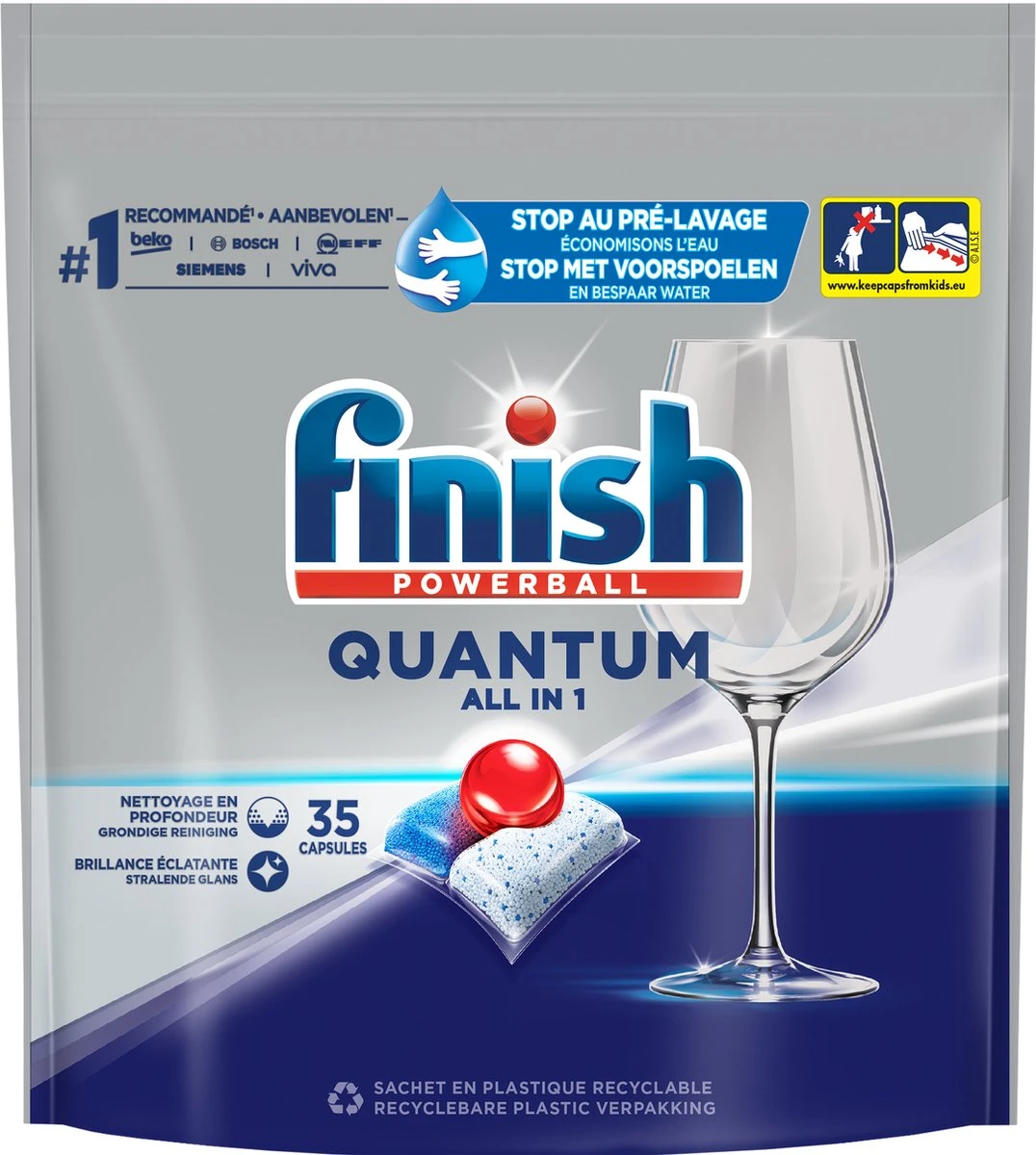 Finish Quantum All In One Regular Vaatwastabletten - 35 Capsules 1 Finish Quantum All In One Regular Vaatwastabletten - 35 Capsules
