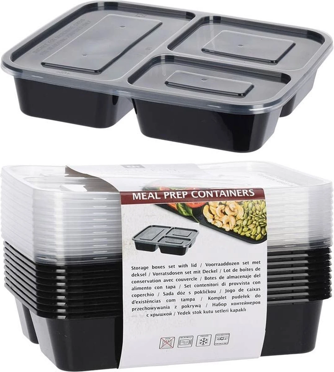 Meal Prep Bakjes 10 Stuks - 3 Compartimenten 1 Meal Prep Bakjes 10 Stuks - 3 Compartimenten