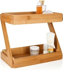 Merkloos Decopatent® 2 Laags Keuken Opbergrek - Staand Rek 2 Etages - Keukenrek - Bamboe Hout - Etagere Rek - Kruidenrek - Keuken Organizer -Mepal Shop 1086x1200 4