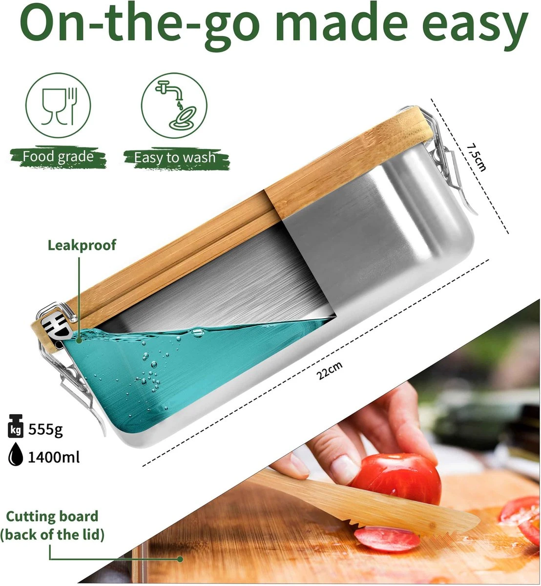 Bamboe Lunch Box 1400 Ml | Broodbox | Ecologisch | Roestvrijstalen Lunchbox | Bentobox No Leak | Smaakloos | Bamboe Grote Broodtrommel | Lunchbox Volwassenen | Lunchbox RVS Bamboe | Bambaw 7 Bamboe Lunch Box 1400 Ml | Broodbox | Ecologisch | Roestvrijstalen Lunchbox | Bentobox No Leak | Smaakloos | Bamboe Grote Broodtrommel | Lunchbox Volwassenen | Lunchbox RVS Bamboe | Bambaw - Afbeelding 7