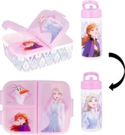 Star Disney Frozen Multi Compartment Broodtrommel (18cm X 13cm X 6cm) + Drinkfles (18 Cm Hoog) 400 Ml