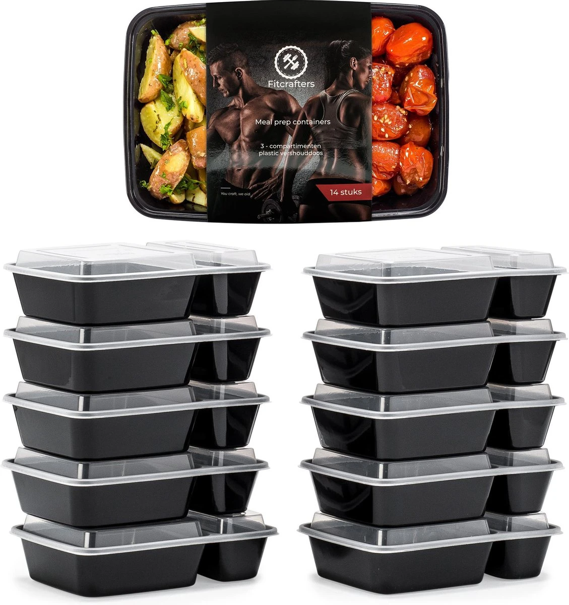 Meal Prep Bakjes - 10 Stuks - 2 Compartimenten - Lunchbox - Diepvriesbakjes - Vershoudbakjes - Plastic Bakjes Met Deksel - Magnetron Bakjes Met Deksel - Meal Prep - Vershouddoos - 1L - BPA Vrij – Fitcrafters 1 Meal Prep Bakjes - 10 Stuks - 2 Compartimenten - Lunchbox - Diepvriesbakjes - Vershoudbakjes - Plastic Bakjes Met Deksel - Magnetron Bakjes Met Deksel - Meal Prep - Vershouddoos - 1L - BPA Vrij – Fitcrafters