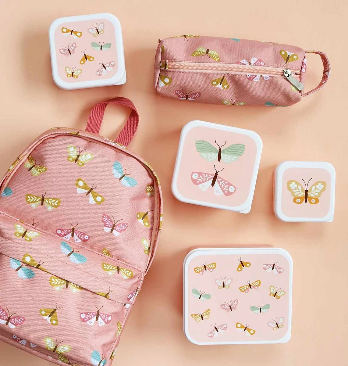A Little Lovely Company - Brooddoos - Broodtrommel - Lunch & Snack Box Set Van 4 - Vlinders 4 A Little Lovely Company - Brooddoos - Broodtrommel - Lunch & Snack Box Set Van 4 - Vlinders - Afbeelding 4