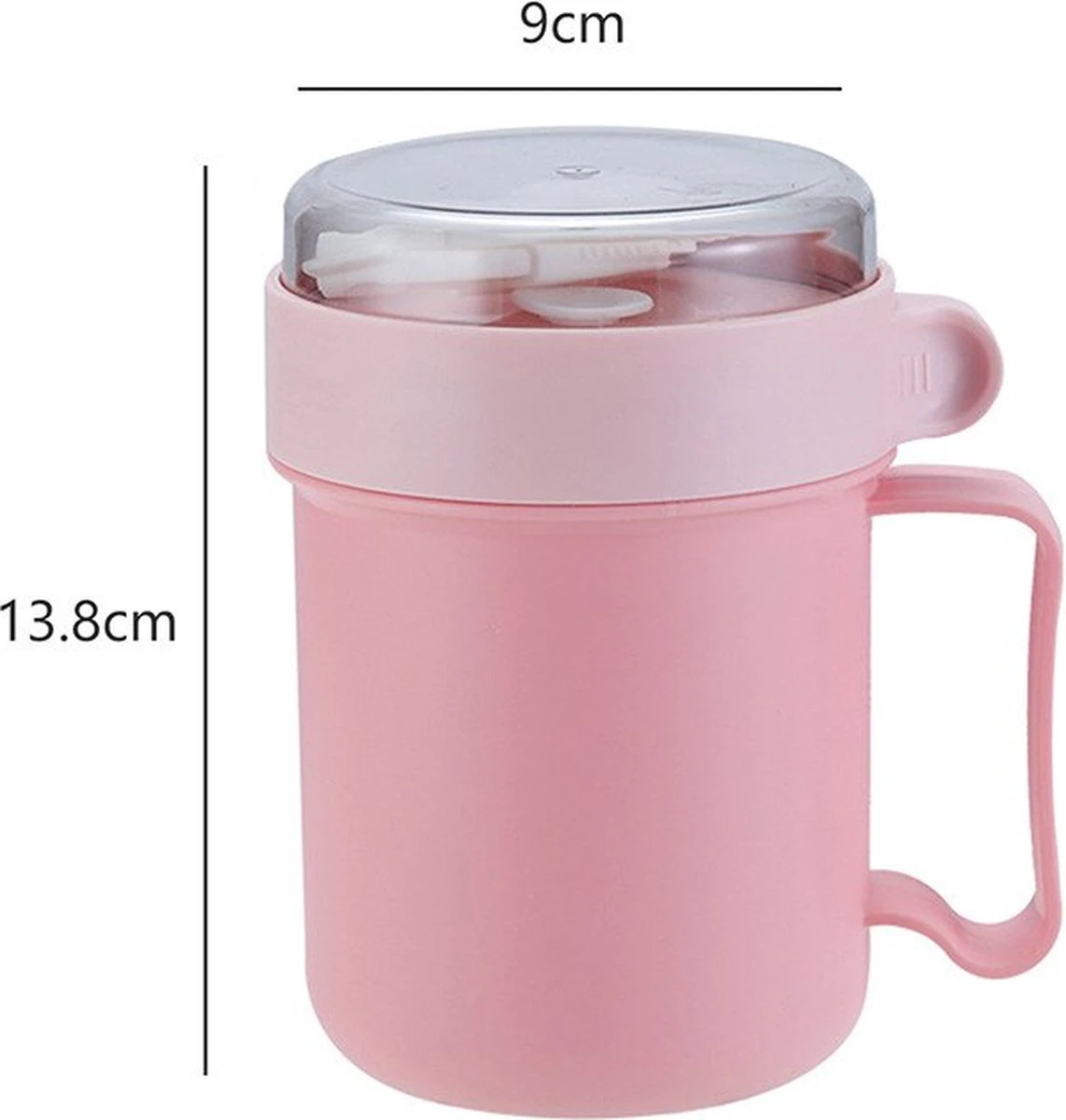 Soepbeker Magnetron Met Hendel - Roze 500ml - Hitte Bestendige Beker - Lunchcontainer - Yoghurt To Go - Soepbeker To Go - Inclusief Lepel/vork 7 Soepbeker Magnetron Met Hendel - Roze 500ml - Hitte Bestendige Beker - Lunchcontainer - Yoghurt To Go - Soepbeker To Go - Inclusief Lepel/vork - Afbeelding 7