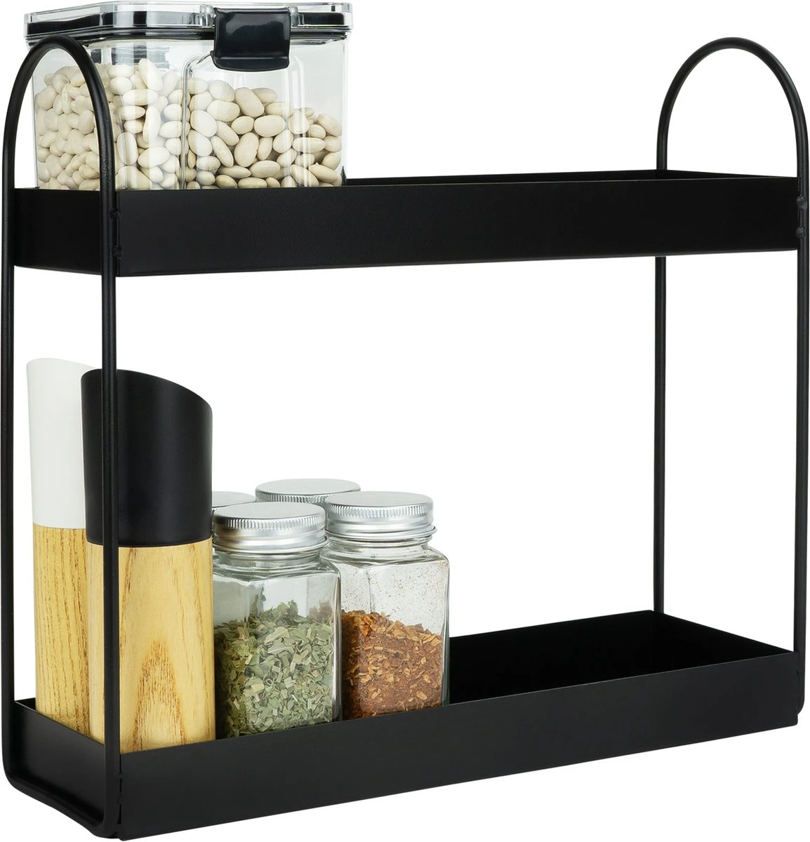 QUVIO Kruidenrek Staand - Keukenrek - Kruidencarrousel - Aanrecht Organizer -Keuken Organizer - Opbergrek - Metaal - 10 X 32 X 29 Cm - Zwart 1 QUVIO Kruidenrek Staand - Keukenrek - Kruidencarrousel - Aanrecht Organizer -Keuken Organizer - Opbergrek - Metaal - 10 X 32 X 29 Cm - Zwart