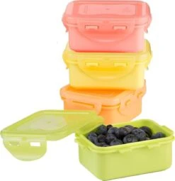 Lock&Lock (mini) Vershoudbakjes Set Met Deksel - Snackdoosjes - Snackbox - Set Van 4 Stuks - Kinderen - Lekvrij - BPA Vrij - Klein - 180 Ml - Multicolor -Mepal Shop 1163x1200