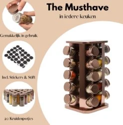 Pazzo Goods - Kruidenrek Staand - Kruidenrek Met Potjes - Rose Goud - RVS - Kruidenrek Draaibaar - 20 Kruidenpotjes - Inclusief Stickers & Stift - Kruiden Carrousel 19 Pazzo Goods - Kruidenrek Staand - Kruidenrek Met Potjes - Rose Goud - RVS - Kruidenrek Draaibaar - 20 Kruidenpotjes - Inclusief Stickers & Stift - Kruiden Carrousel -Mepal Shop 1174x1200