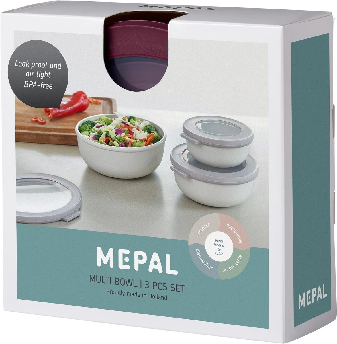 Mepal - Multikom Cirqula 3-delige Set (350 + 750 + 1250 Ml) - Mag In De Vriezer, Magnetron En Vaatwasser – Nordic Berry – Meal Prep Bakjes - Bewaardozen Met Deksel 5 Mepal - Multikom Cirqula 3-delige Set (350 + 750 + 1250 Ml) - Mag In De Vriezer, Magnetron En Vaatwasser – Nordic Berry – Meal Prep Bakjes - Bewaardozen Met Deksel - Afbeelding 5