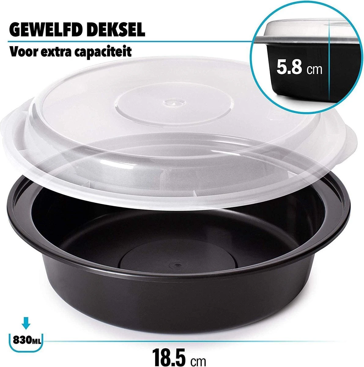 Ronde Meal Prep Bakjes - 10 Stuks - Herbruikbaar - Mealprep Containers Met Deksels - Lek Vrij - Saladebakjes - Vershoudbakje - BPA Vrij - Magnetronbakje - Diepvriesbakje - Koelkastbakje - Pokebowl - 850 ML - Zwart 3 Ronde Meal Prep Bakjes - 10 Stuks - Herbruikbaar - Mealprep Containers Met Deksels - Lek Vrij - Saladebakjes - Vershoudbakje - BPA Vrij - Magnetronbakje - Diepvriesbakje - Koelkastbakje - Pokebowl - 850 ML - Zwart - Afbeelding 3