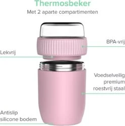 Coninx Thermos Lunchbox - Muesli Beker To Go - Isoleer Lunchpot - Yoghurtbeker To Go - Mueslibeker 840ml (600ml+240ml) - RVS / Roze 18 Coninx Thermos Lunchbox - Muesli Beker To Go - Isoleer Lunchpot - Yoghurtbeker To Go - Mueslibeker 840ml (600ml+240ml) - RVS / Roze -Mepal Shop 1195x1200