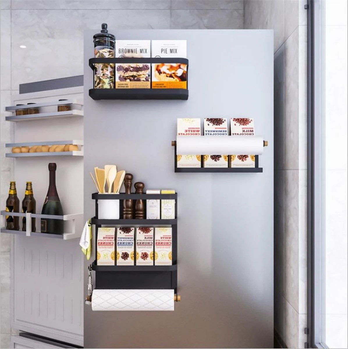 Merkloos Multifunctioneel Ophangbaar Keukenrek Of Badrek- Multifunctioneel Organiser - Magnetisch - Zwart 3 Merkloos Multifunctioneel Ophangbaar Keukenrek Of Badrek- Multifunctioneel Organiser - Magnetisch - Zwart - Afbeelding 3