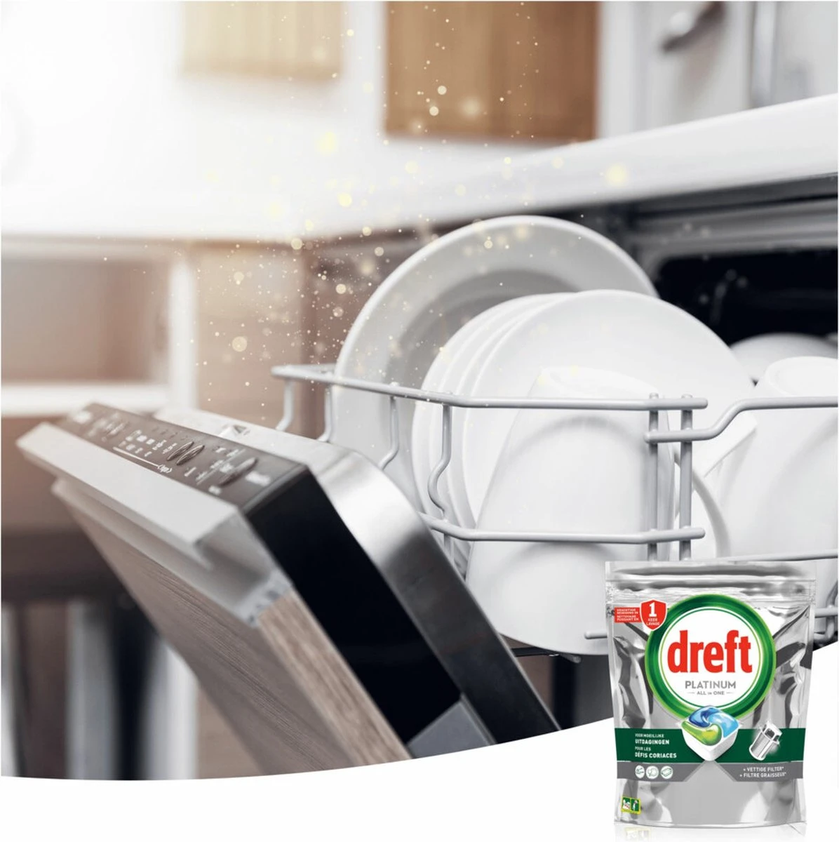 Dreft Platinum All In One Vaatwascapsules Citroen 155 Stuks 2 Dreft Platinum All In One Vaatwascapsules Citroen 155 Stuks - Afbeelding 2