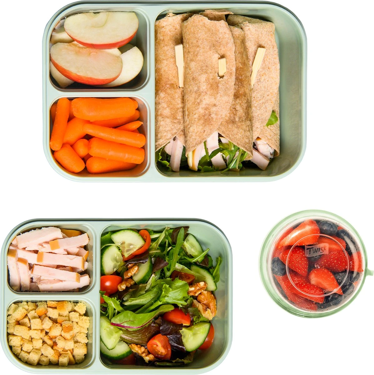 Lock&Lock Lunchset - Yoghurtbeker En Lunchboxen - Bento Box - Muesli Beker - Snackdoosjes - Lunchpot - Met Compartimenten - Volwassenen En Kinderen - To Go - Lekvrij - BPA Vrij - Groen 2 Lock&Lock Lunchset - Yoghurtbeker En Lunchboxen - Bento Box - Muesli Beker - Snackdoosjes - Lunchpot - Met Compartimenten - Volwassenen En Kinderen - To Go - Lekvrij - BPA Vrij - Groen - Afbeelding 2