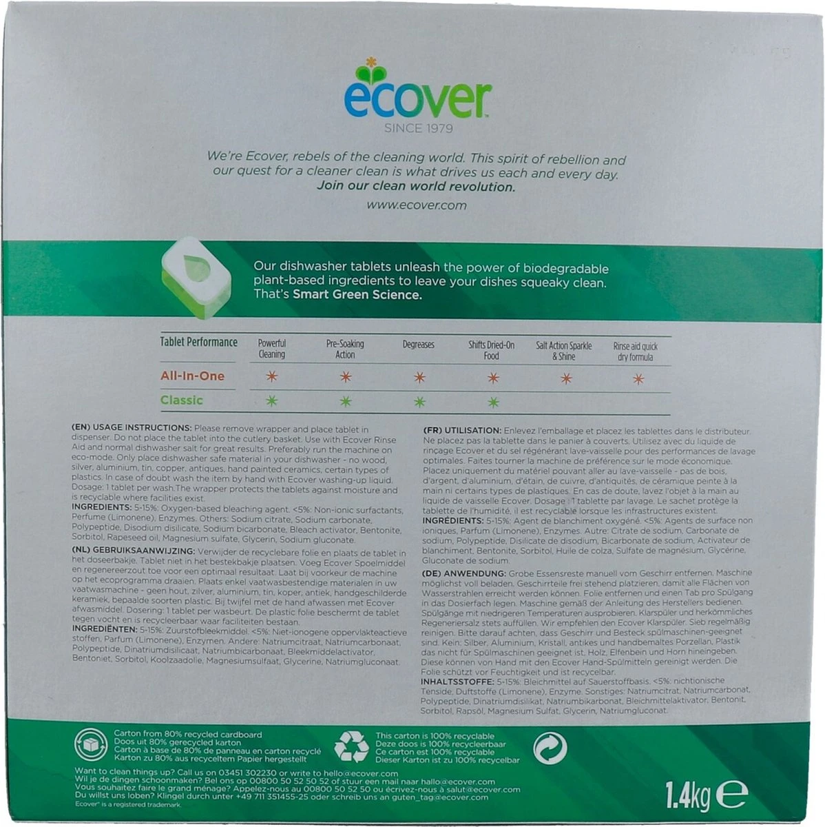 Ecover - Vaatwastabletten Classic - 70 Tabs 7 Ecover - Vaatwastabletten Classic - 70 Tabs - Afbeelding 7