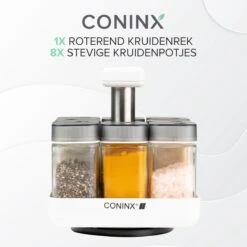 Coninx Kruidenrek Staand - Draaiend Kruidenrek Met Glazen Potjes - Kruidencarrousel Draaibaar - 8 Kruidenpotjes - Wit / RVS 17 Coninx Kruidenrek Staand - Draaiend Kruidenrek Met Glazen Potjes - Kruidencarrousel Draaibaar - 8 Kruidenpotjes - Wit / RVS -Mepal Shop 1199x1200 3