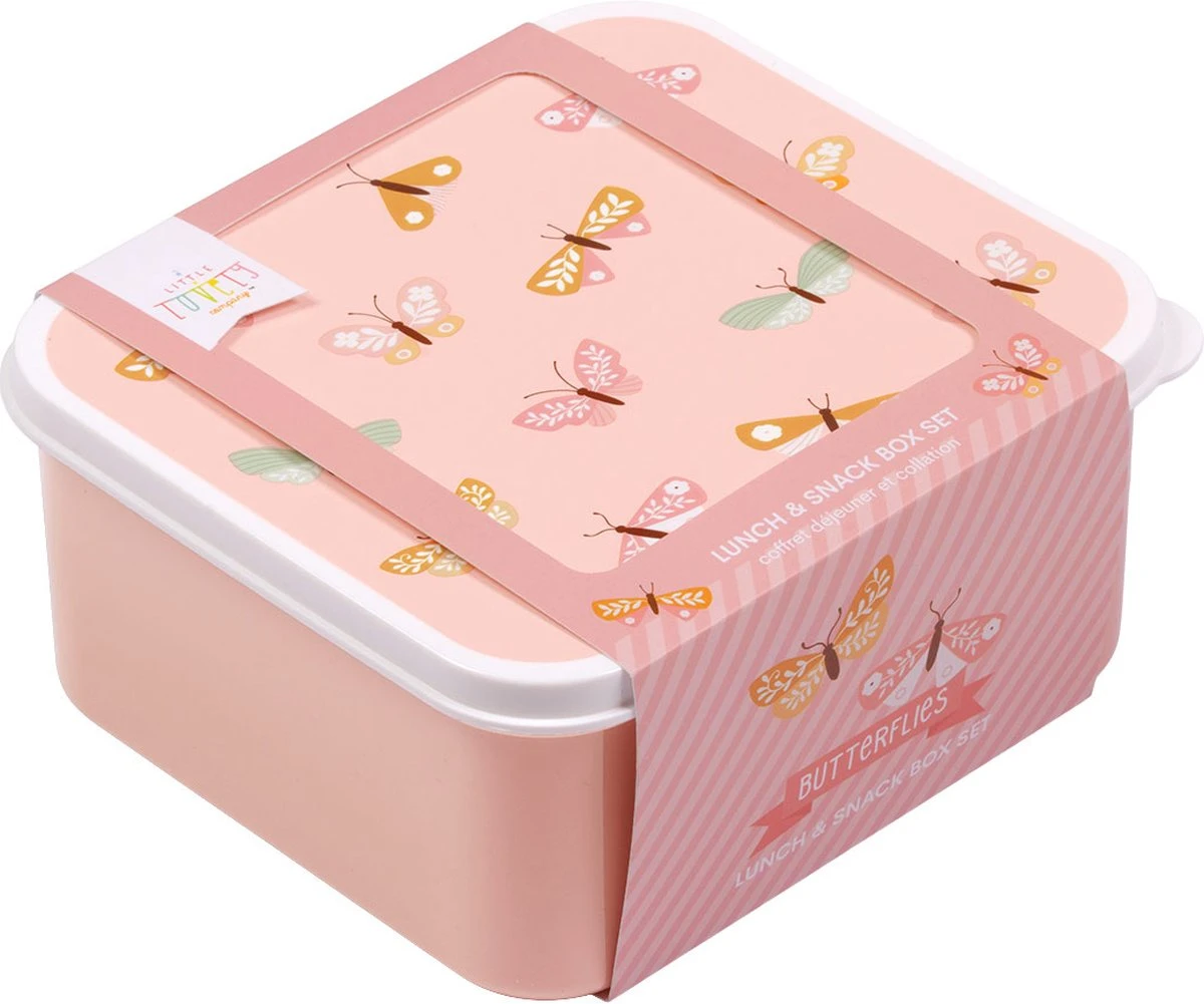 A Little Lovely Company - Brooddoos - Broodtrommel - Lunch & Snack Box Set Van 4 - Vlinders 5 A Little Lovely Company - Brooddoos - Broodtrommel - Lunch & Snack Box Set Van 4 - Vlinders - Afbeelding 5