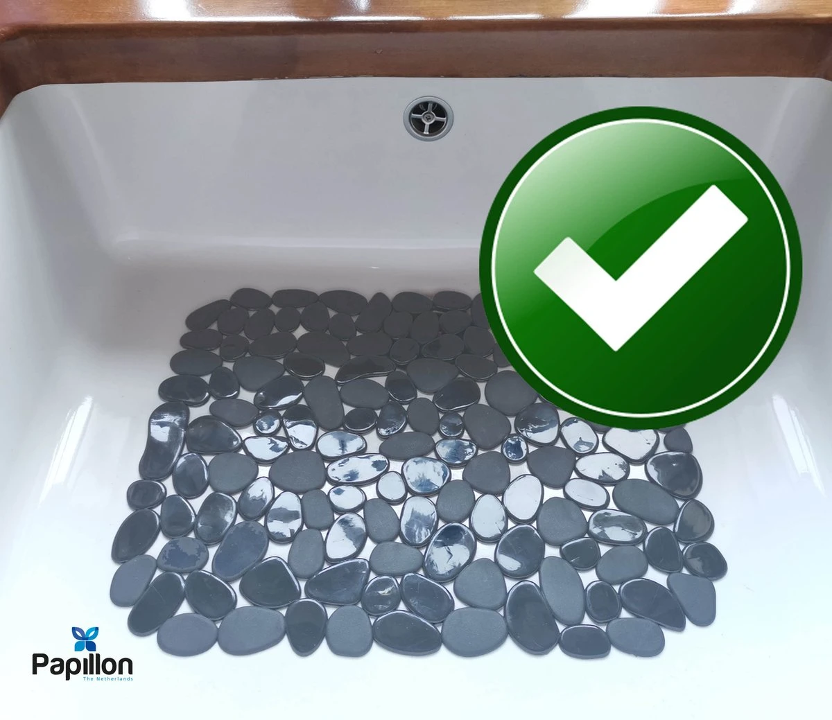 Merkloos Gootsteenmat - 40x30 Cm - Papillon Kiezels Grijs 2 Merkloos Gootsteenmat - 40x30 Cm - Papillon Kiezels Grijs - Afbeelding 2