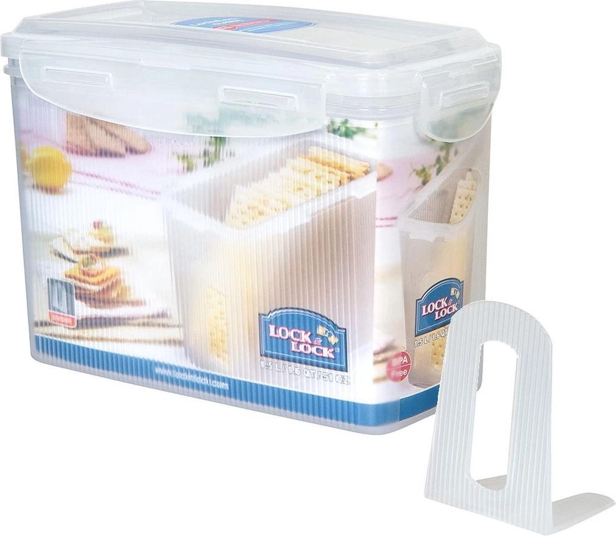 Lock&Lock Cracker Bewaardoos - Knackebrod Bewaardoos - Vershouddoos - 1,5 Liter - Transparant - Set Van 2 Stuks 2 Lock&Lock Cracker Bewaardoos - Knackebrod Bewaardoos - Vershouddoos - 1,5 Liter - Transparant - Set Van 2 Stuks - Afbeelding 2