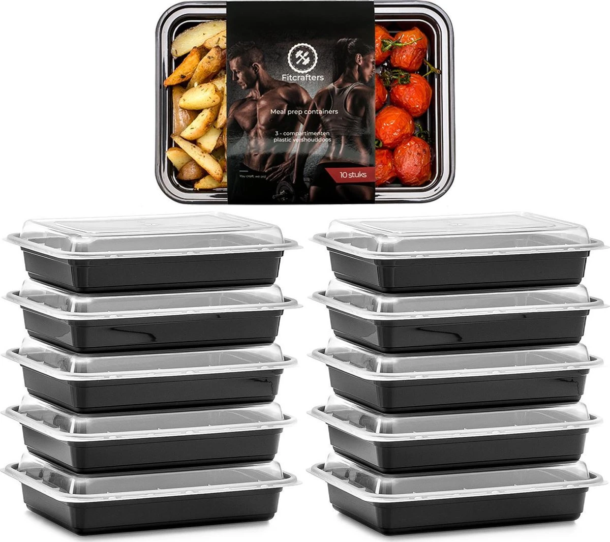 Meal Prep Bakjes - 10 Stuks - 1 Compartiment - Lunchbox - Diepvriesbakjes - Vershoudbakjes - Plastic Bakjes Met Deksel - Magnetron Bakjes Met Deksel - Meal Prep - Vershouddoos - 1L - BPA Vrij - Fitcrafters 1 Meal Prep Bakjes - 10 Stuks - 1 Compartiment - Lunchbox - Diepvriesbakjes - Vershoudbakjes - Plastic Bakjes Met Deksel - Magnetron Bakjes Met Deksel - Meal Prep - Vershouddoos - 1L - BPA Vrij - Fitcrafters