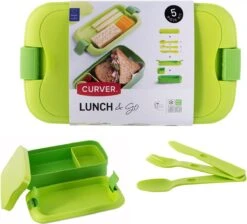 Curver Lunch&Go - Vershouddoos - Lunchbox - Inclusief Bestek - 2/3 Compartimenten - Groen -Mepal Shop 1200x1088