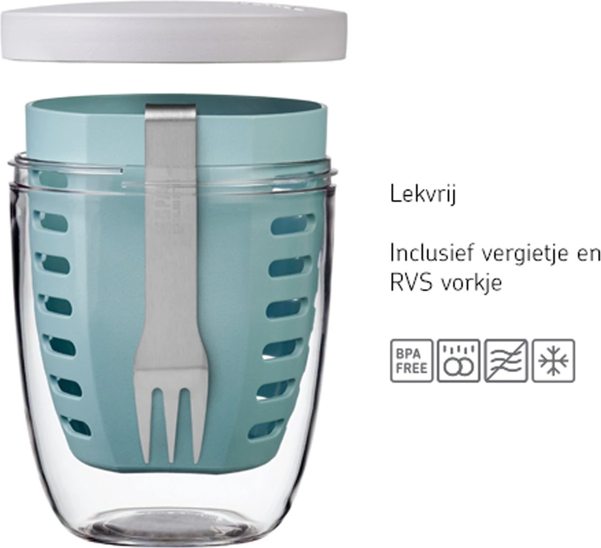 Mepal – Fruit-& Veggie Pot Ellipse – Fruitbox Voor Onderweg - Nordic Green – Voorzien Van Vergietje En RVS Vorkje 2 Mepal – Fruit-& Veggie Pot Ellipse – Fruitbox Voor Onderweg - Nordic Green – Voorzien Van Vergietje En RVS Vorkje - Afbeelding 2
