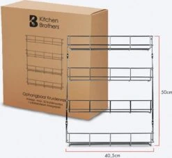 KitchenBrothers Ophangbaar Kruidenrek Voor 32 Kruidenpotjes - Spice Rack – Keuken Rek - Kruiden Organizer - Specerijen Opbergen - 4 Laags - 40 X 6.3 X 50 Cm - RVS 13 KitchenBrothers Ophangbaar Kruidenrek Voor 32 Kruidenpotjes - Spice Rack – Keuken Rek - Kruiden Organizer - Specerijen Opbergen - 4 Laags - 40 X 6.3 X 50 Cm - RVS -Mepal Shop 1200x1105