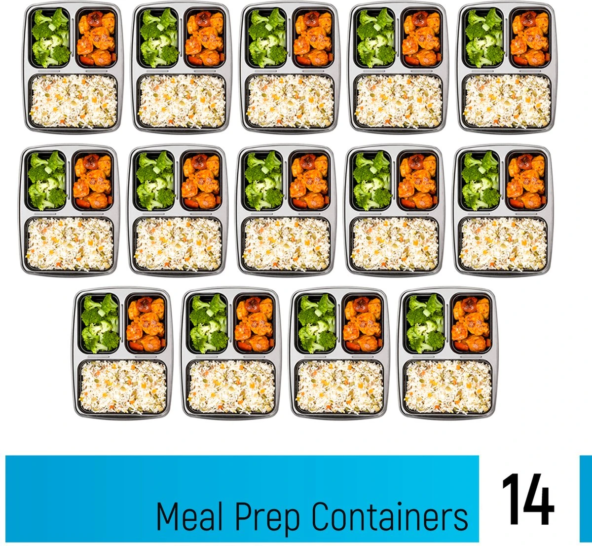 Meal Prep Bakjes - 14 Stuks - 3 Compartimenten - Lunchbox - Diepvriesbakjes - Vershoudbakjes - Plastic Bakjes Met Deksel - Magnetron Bakjes Met Deksel - Meal Prep - Vershouddoos - 1L - BPA Vrij - Fitcrafters 9 Meal Prep Bakjes - 14 Stuks - 3 Compartimenten - Lunchbox - Diepvriesbakjes - Vershoudbakjes - Plastic Bakjes Met Deksel - Magnetron Bakjes Met Deksel - Meal Prep - Vershouddoos - 1L - BPA Vrij - Fitcrafters - Afbeelding 9