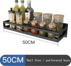 Merkloos Kruidenrek / Opbergrek - RVS - Perforatievrij Aan De Muur Gemonteerd - 50x13x6 Cm - Zwart 13 Merkloos Kruidenrek / Opbergrek - RVS - Perforatievrij Aan De Muur Gemonteerd - 50x13x6 Cm - Zwart -Mepal Shop 1200x1116