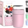 Coninx Thermos Lunchbox - Muesli Beker To Go - Isoleer Lunchpot - Yoghurtbeker To Go - Mueslibeker 840ml (600ml+240ml) - RVS / Roze