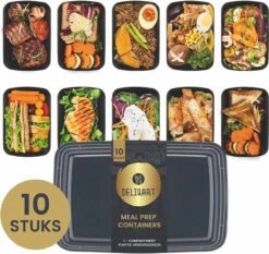 Meal Prep Bakjes - 10 Stuks - 1 Compartiment - Vershoudbakjes - Meal Prep - 1L - Magnetron Bakjes Met Deksel - Vershouddoos