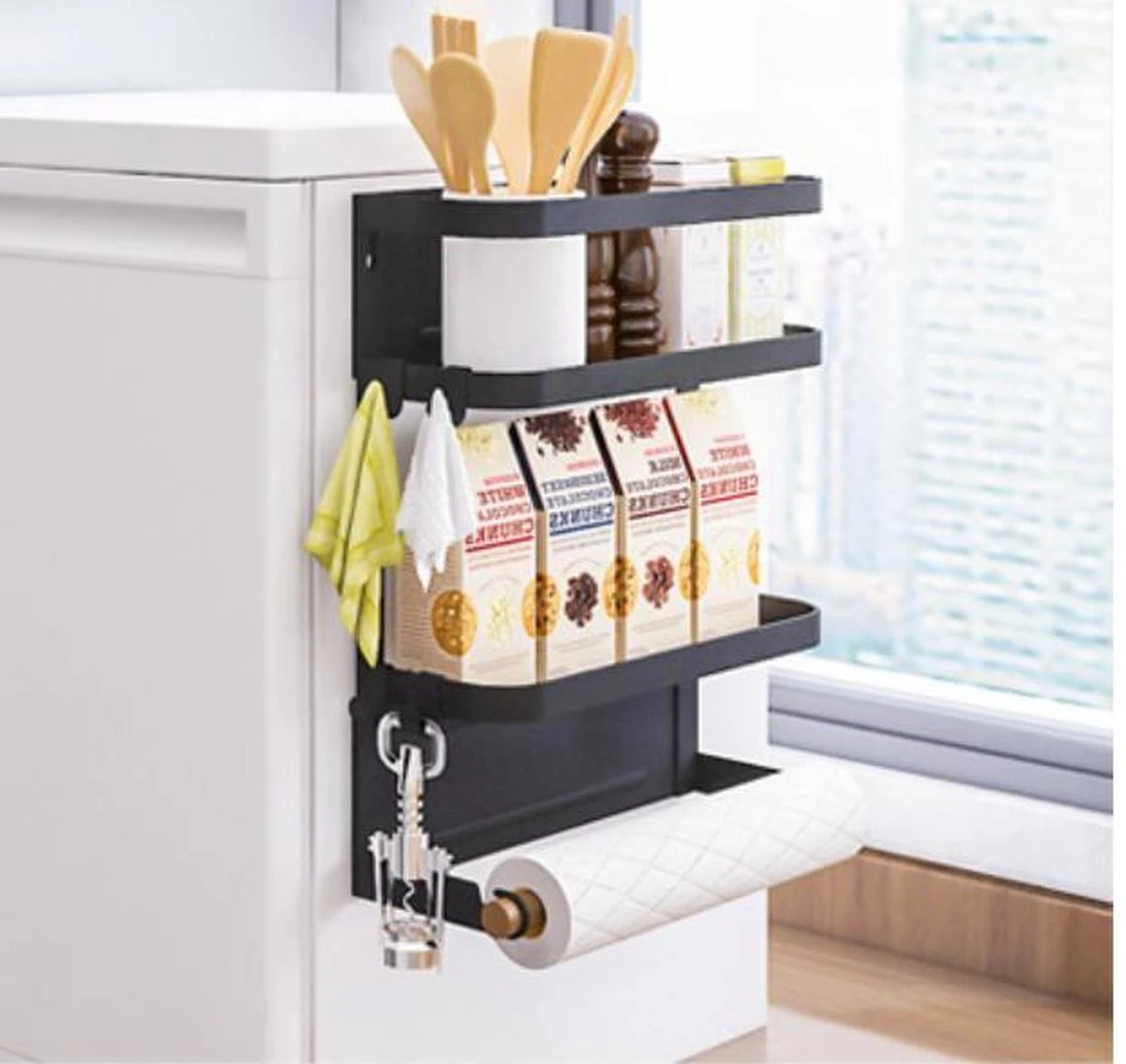 Merkloos Multifunctioneel Ophangbaar Keukenrek Of Badrek- Multifunctioneel Organiser - Magnetisch - Zwart 1 Merkloos Multifunctioneel Ophangbaar Keukenrek Of Badrek- Multifunctioneel Organiser - Magnetisch - Zwart