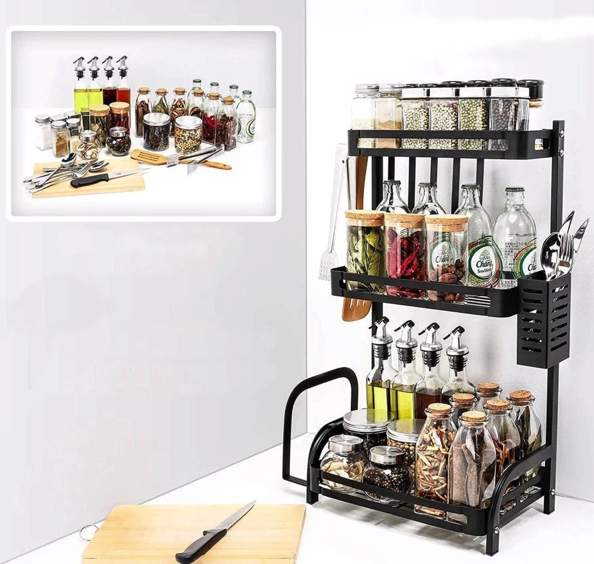 Sens Design Kruidenrek Staand – Keukenrek Voor Kruidenpotjes - Zwart 4 Sens Design Kruidenrek Staand – Keukenrek Voor Kruidenpotjes - Zwart - Afbeelding 4