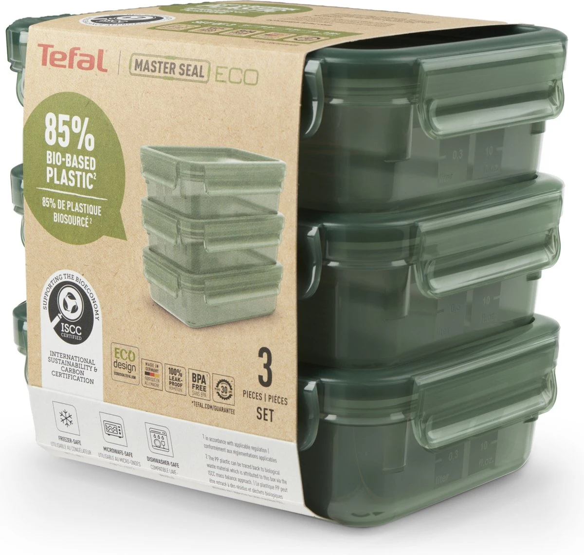 Tefal MasterSeal Eco Vershouddoos - 3-delige Set - 3x 0.8L - Groen 15 Tefal MasterSeal Eco Vershouddoos - 3-delige Set - 3x 0.8L - Groen - Afbeelding 15