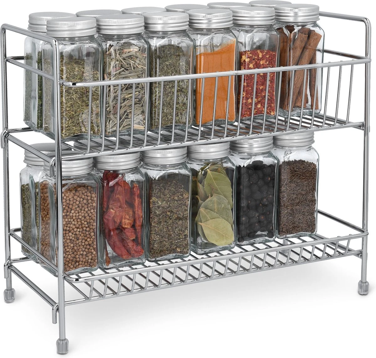 Navaris Stalen Kruidenrekje 2 Laags - Kruidenrek Staand - Rek Voor Kruidenpotjes En Glaasjes - Multifunctionele Organizer Voor Keuken En Badkamer 1 Navaris Stalen Kruidenrekje 2 Laags - Kruidenrek Staand - Rek Voor Kruidenpotjes En Glaasjes - Multifunctionele Organizer Voor Keuken En Badkamer