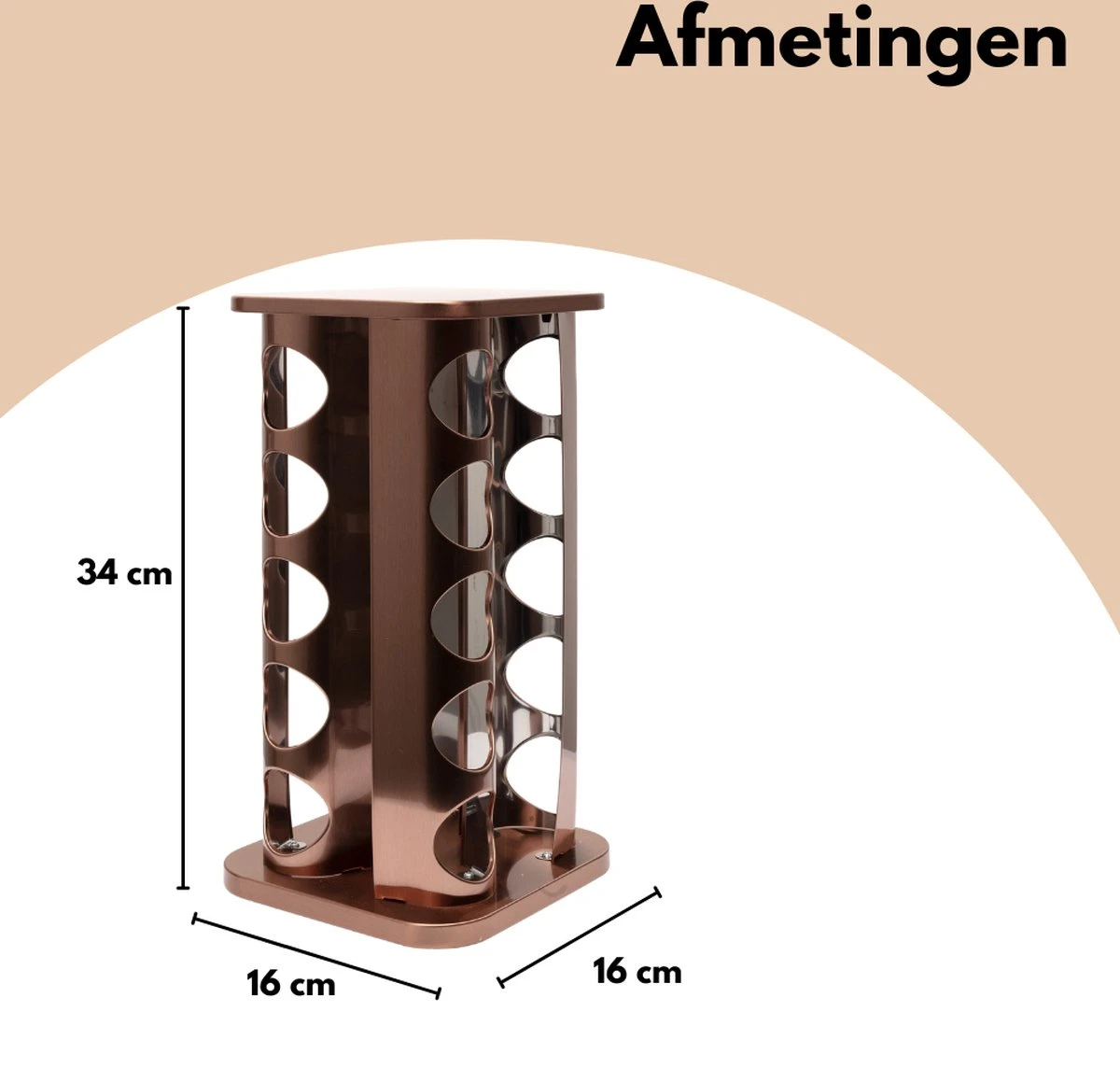 Pazzo Goods - Kruidenrek Staand - Kruidenrek Met Potjes - Rose Goud - RVS - Kruidenrek Draaibaar - 20 Kruidenpotjes - Inclusief Stickers & Stift - Kruiden Carrousel 4 Pazzo Goods - Kruidenrek Staand - Kruidenrek Met Potjes - Rose Goud - RVS - Kruidenrek Draaibaar - 20 Kruidenpotjes - Inclusief Stickers & Stift - Kruiden Carrousel - Afbeelding 4
