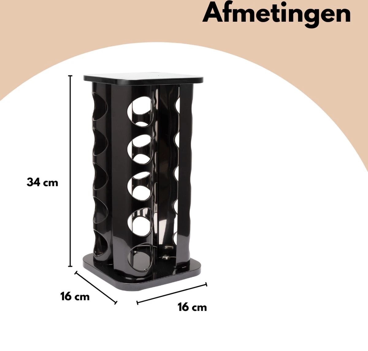 Pazzo Goods - Kruidenrek Staand - Kruidenrek Met Potjes - Zwart - RVS - Kruidenrek Draaibaar - 20 Kruidenpotjes - Inclusief Stickers & Stift - Kruiden Carrousel 4 Pazzo Goods - Kruidenrek Staand - Kruidenrek Met Potjes - Zwart - RVS - Kruidenrek Draaibaar - 20 Kruidenpotjes - Inclusief Stickers & Stift - Kruiden Carrousel - Afbeelding 4